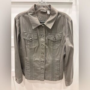 Chico’s Jacket & Jeans Brown Jeweled Denim Size 1